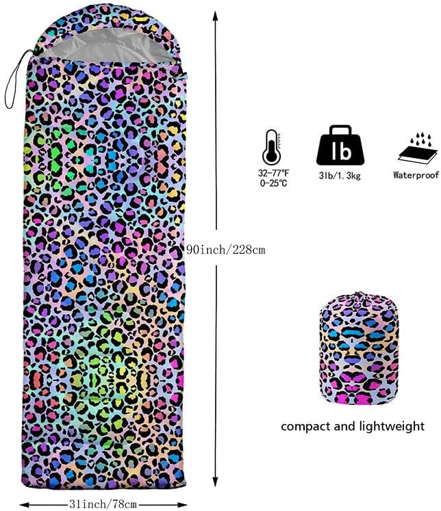 Datura home Saco de dormir para niños y adultos, patrón de piel de jirafa marrón, ligero, cálido, portátil, exterior, impermeable, resistente al