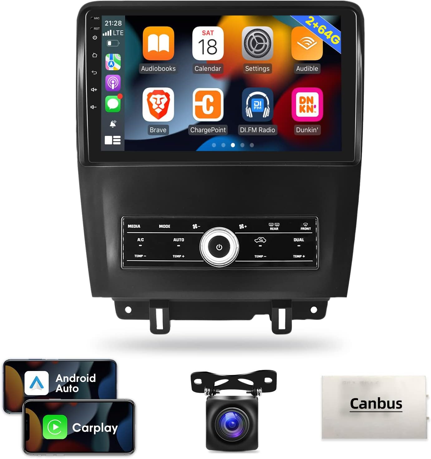 2G+64G Radio de coche para Ford Mustang 2010-2014, 10.1 pulgadas Android 13 pantalla táctil estéreo del coche, Apple CarplayAndroid Auto1080PHi-Fi
