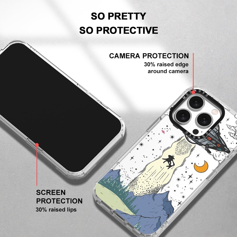 MOSNOVO Buffertech – Funda compatible con iPhone 15 Pro, impacto de caída de 6.6 pies, tecnología antidesprendimiento, funda transparente de