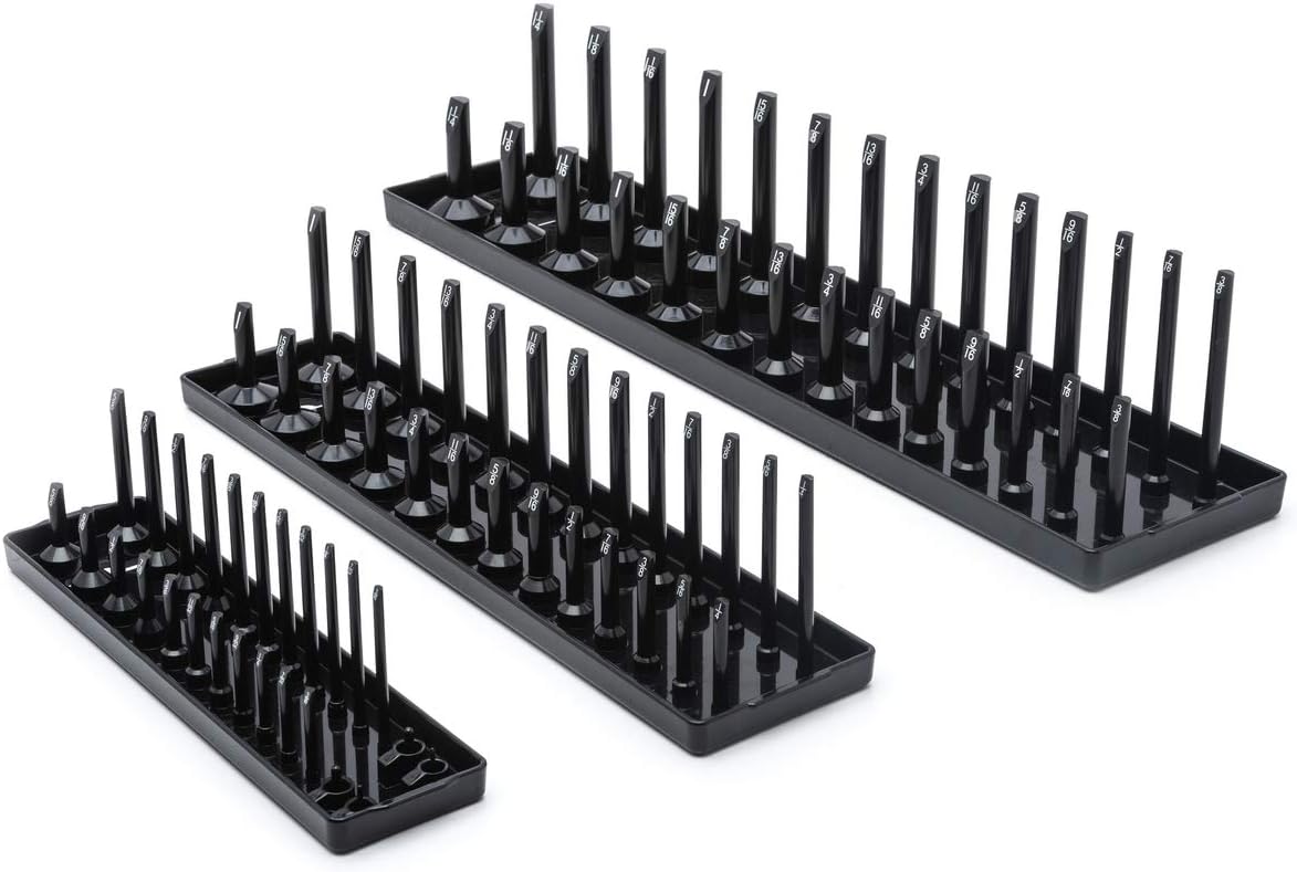 GEARWRENCH Juego de 3 bandejas de almacenamiento SAE de 14″, 38″ y 12″, color negro – 83118