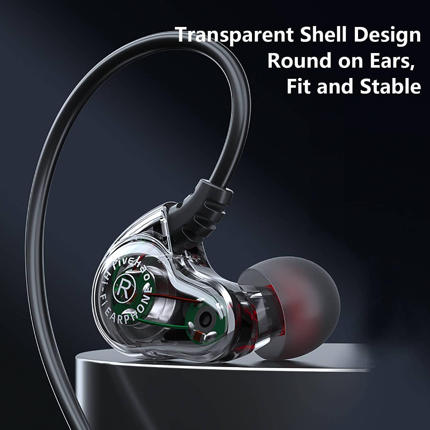 Holiper Auriculares deportivos con cable con ganchos para los oídos, auriculares estéreo con cable de doble conductor extra bajo con micrófono,