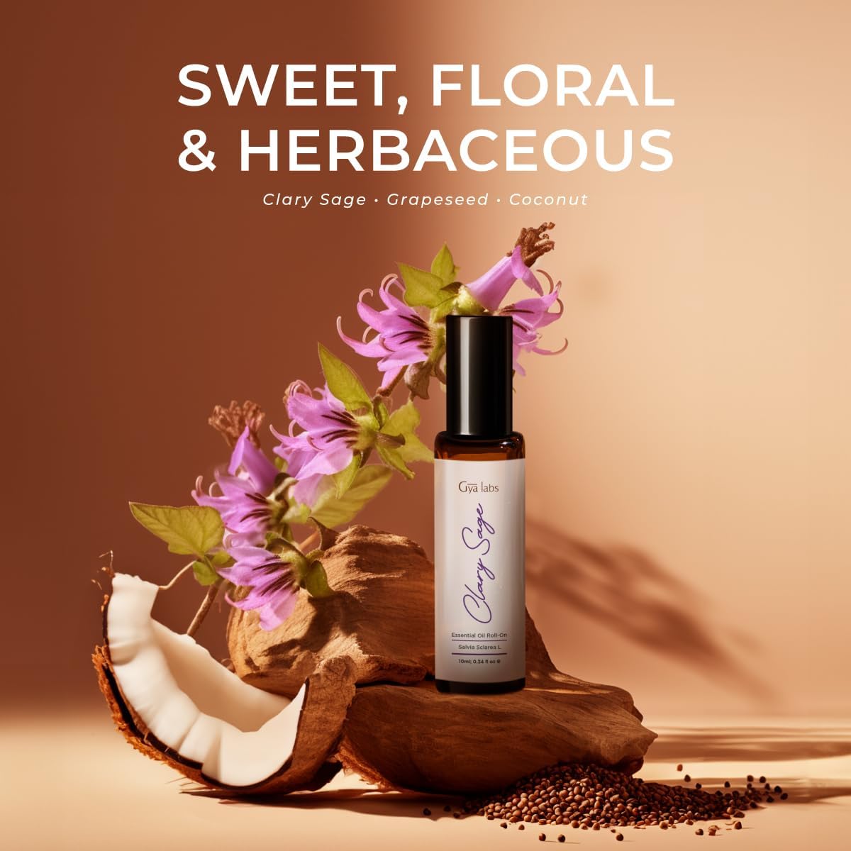 Gya Labs Aceite esencial de salvia clary roll-on  Regalos para la salud y la relajación de las mujeres  Hecho con aceite esencial de salvia de