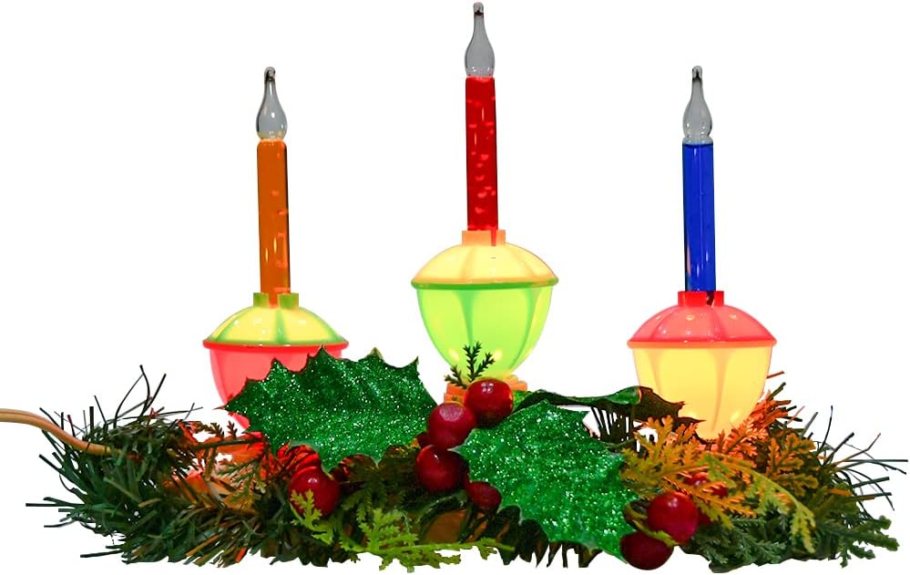 Goothy Lámpara de vela de burbujas de 3 luces, lámparas eléctricas de vela de ventana con 4 luces de burbujas multicolor (1 repuesto), base C7E12,