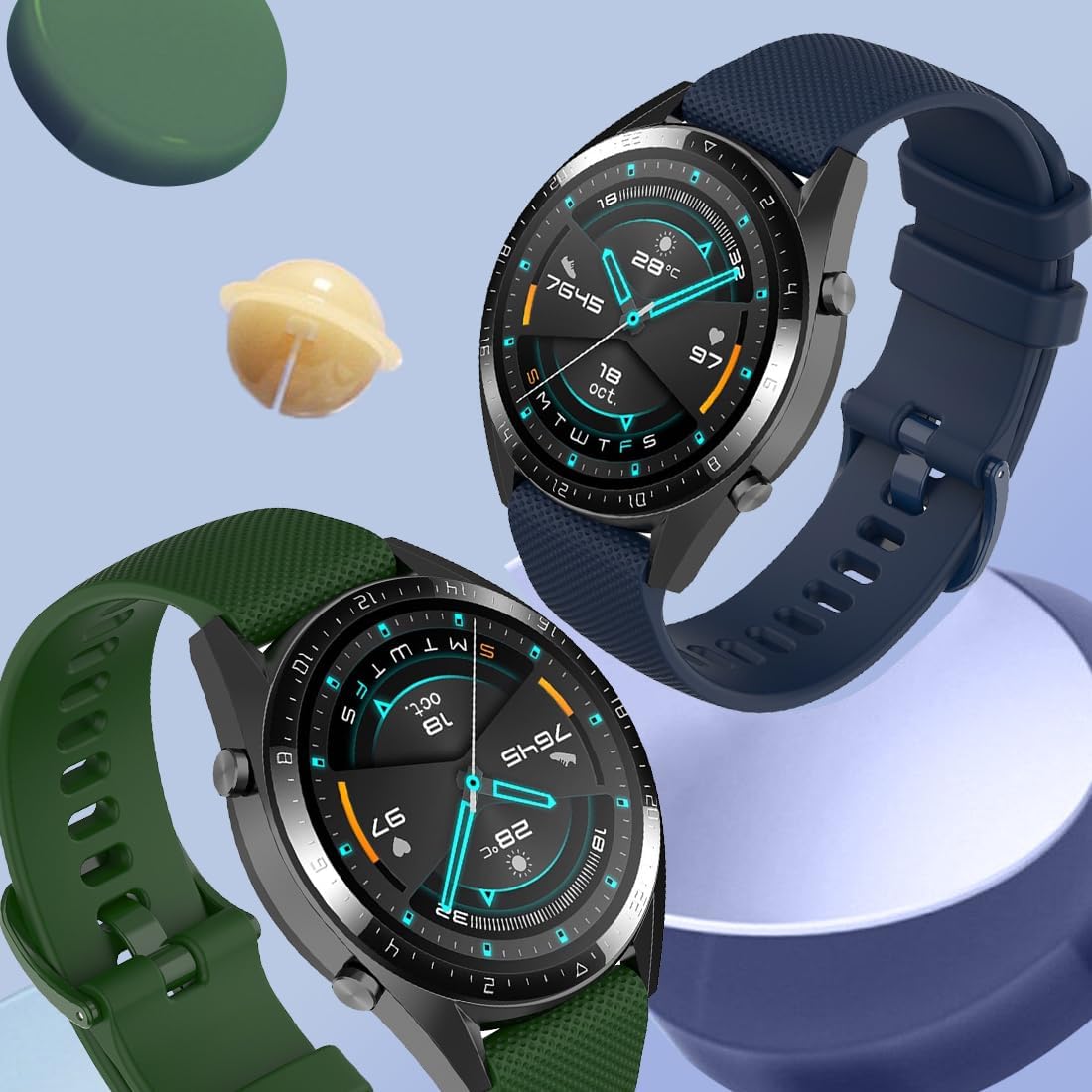 suitable for Samsung Galaxy Watch 3 strap 45mmGalaxy Watch 46mmear S3 Frontier, 22mm quick release silicone strap, suitable for both women and men