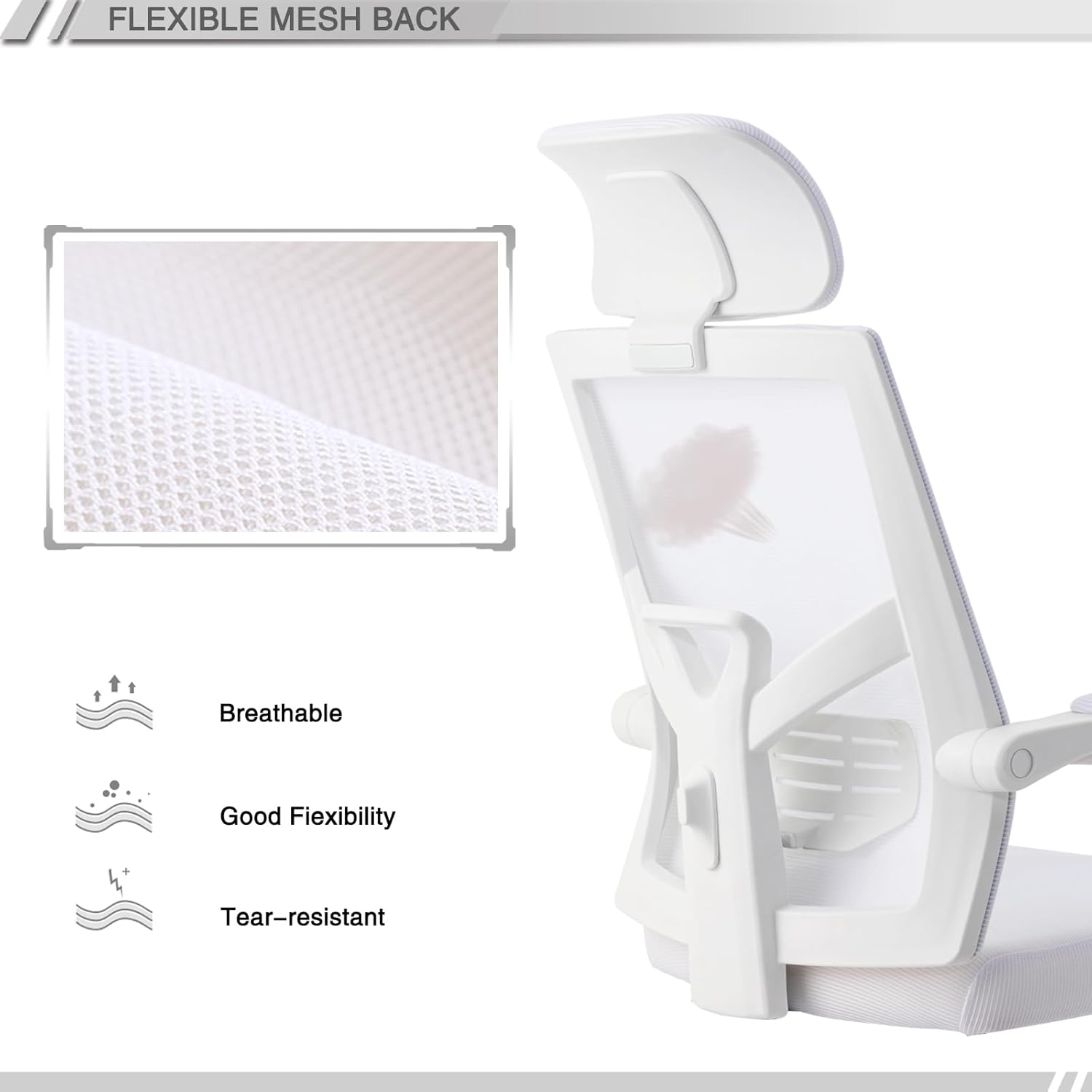 Qulomvs Silla de oficina ergonómica de malla con reposapiés, silla de escritorio de oficina en casa con reposacabezas y respaldo, silla de