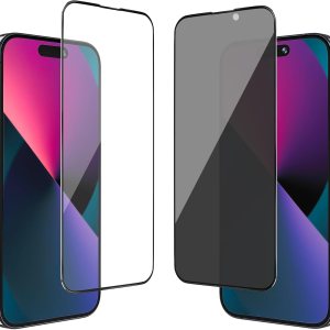 Protector de pantalla de borde de titanio compatible con iPhone 15 Pro Max, 2 unidades película de vidrio templado 9H, protector de pantalla Protector de pantalla de borde de titanio compatible con iPhone 15 Pro Max, 2 unidades película de vidrio templado 9H, protector de pantalla