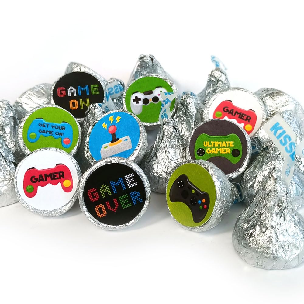 Video Games Labels for HERSHEYS KISSES Chocolates by Adore By Nat – Birthday Candy Sticker Party Favor – Set of 240