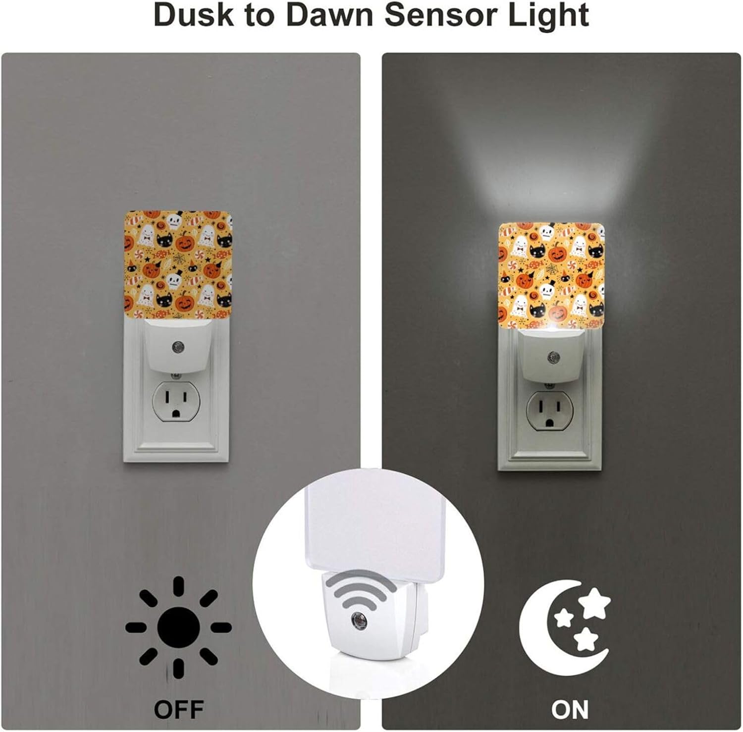 Luz nocturna de Halloween, gato, fantasma, calabaza, luz nocturna con enchufe, luz nocturna LED impresa para niños, proyector de luz nocturna LED