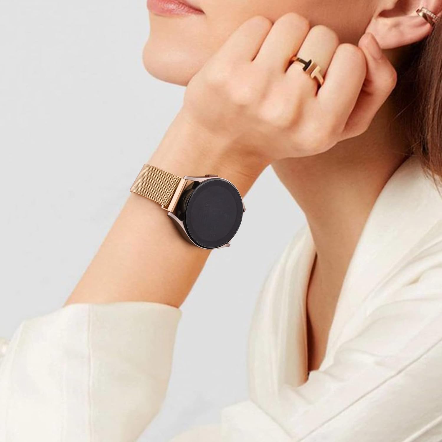 Amzpas Correa de reloj de metal de liberación rápida de 0.787 in 0.866 in, correa de reloj de acero inoxidable, correa de repuesto magnética de