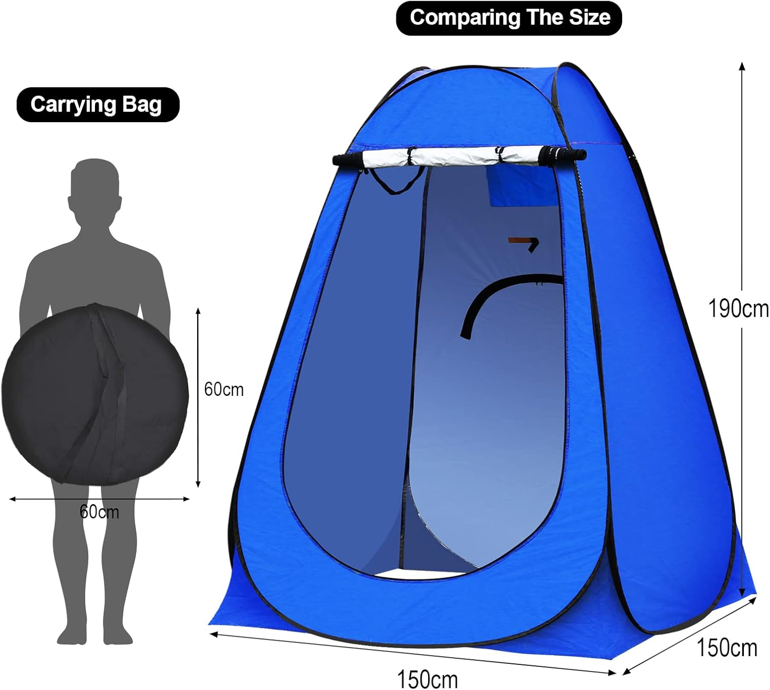 Tienda de campaña portátil de privacidad, campamento al aire libre, baño, baño, ducha, amplio vestidor, vestuario para senderismo, playa, picnic,