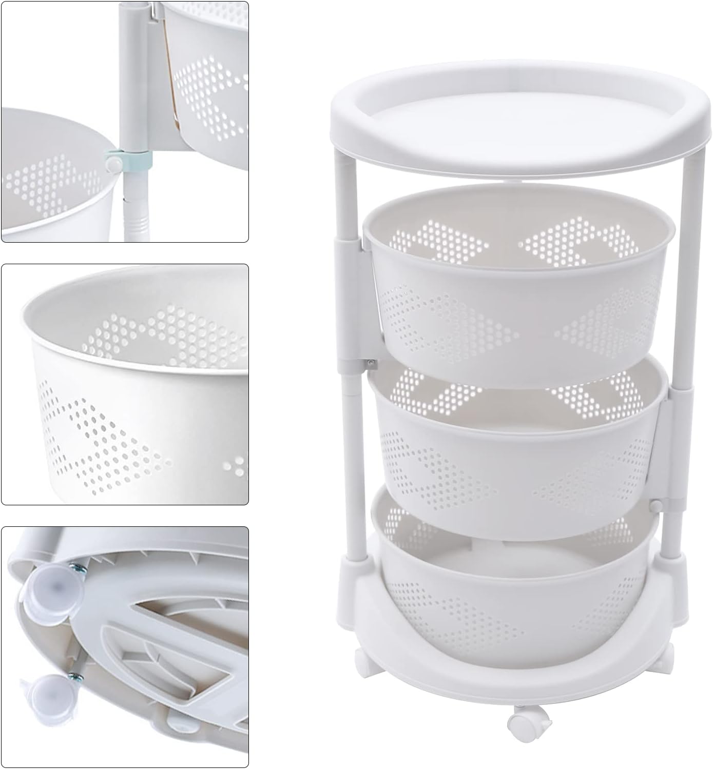 Estantes de almacenamiento giratorios de 3 niveles, estante de almacenamiento de frutas y verduras para cocina, organizador de almacenamiento de