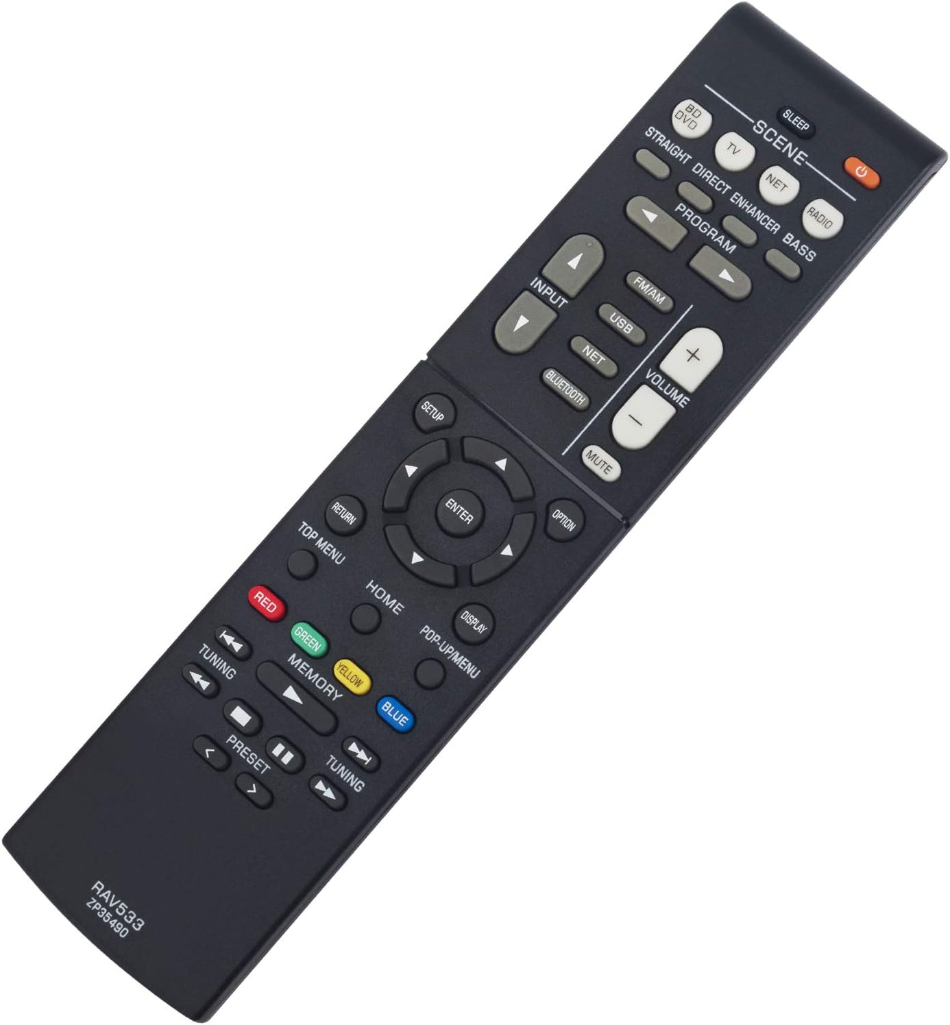 RAV533 ZP35490 – Control remoto de repuesto WINFLIKE RAV533 para receptor AV Yamaha YHT-3920 YHT-3920UBL YHT-4930 YHT-4930UBL YHT-5920 YHT-5920UBL