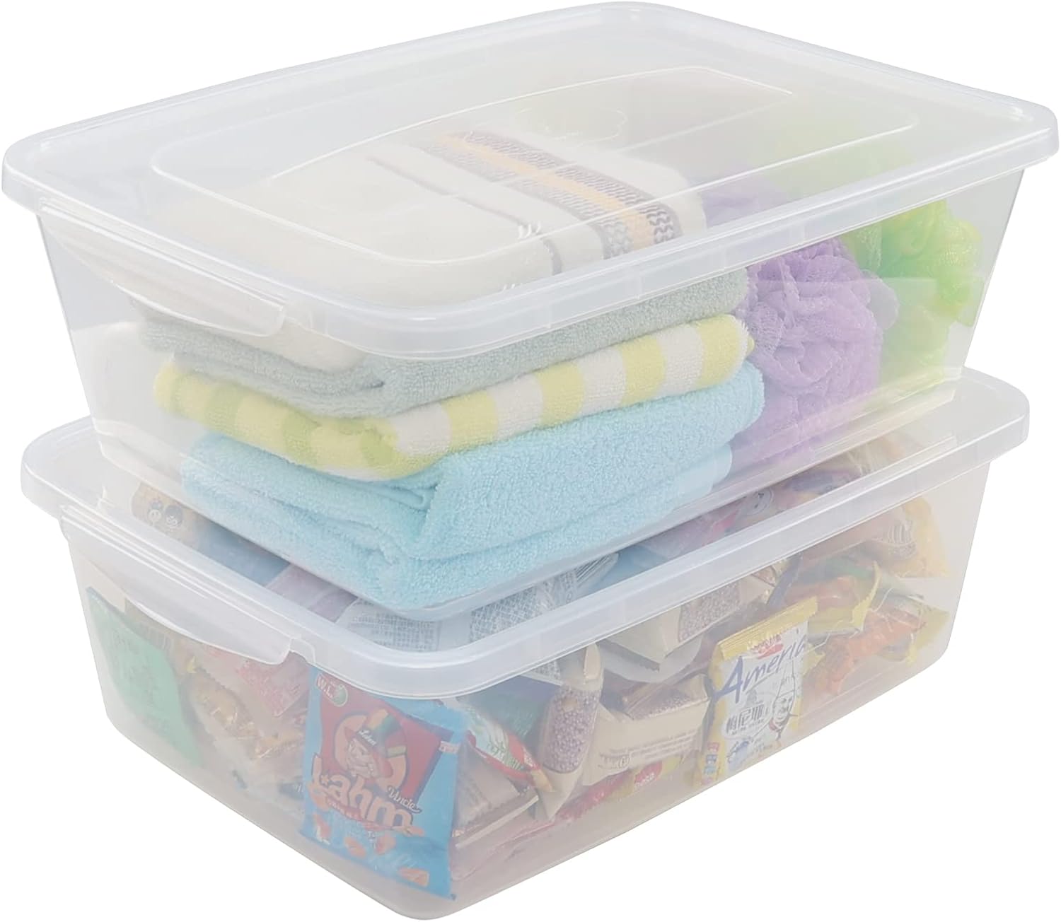 MORPHEUS MAX Afromy – Caja de plástico con cierre de 16 litros, 2 paquetes de contenedores de almacenamiento con tapa, transparente