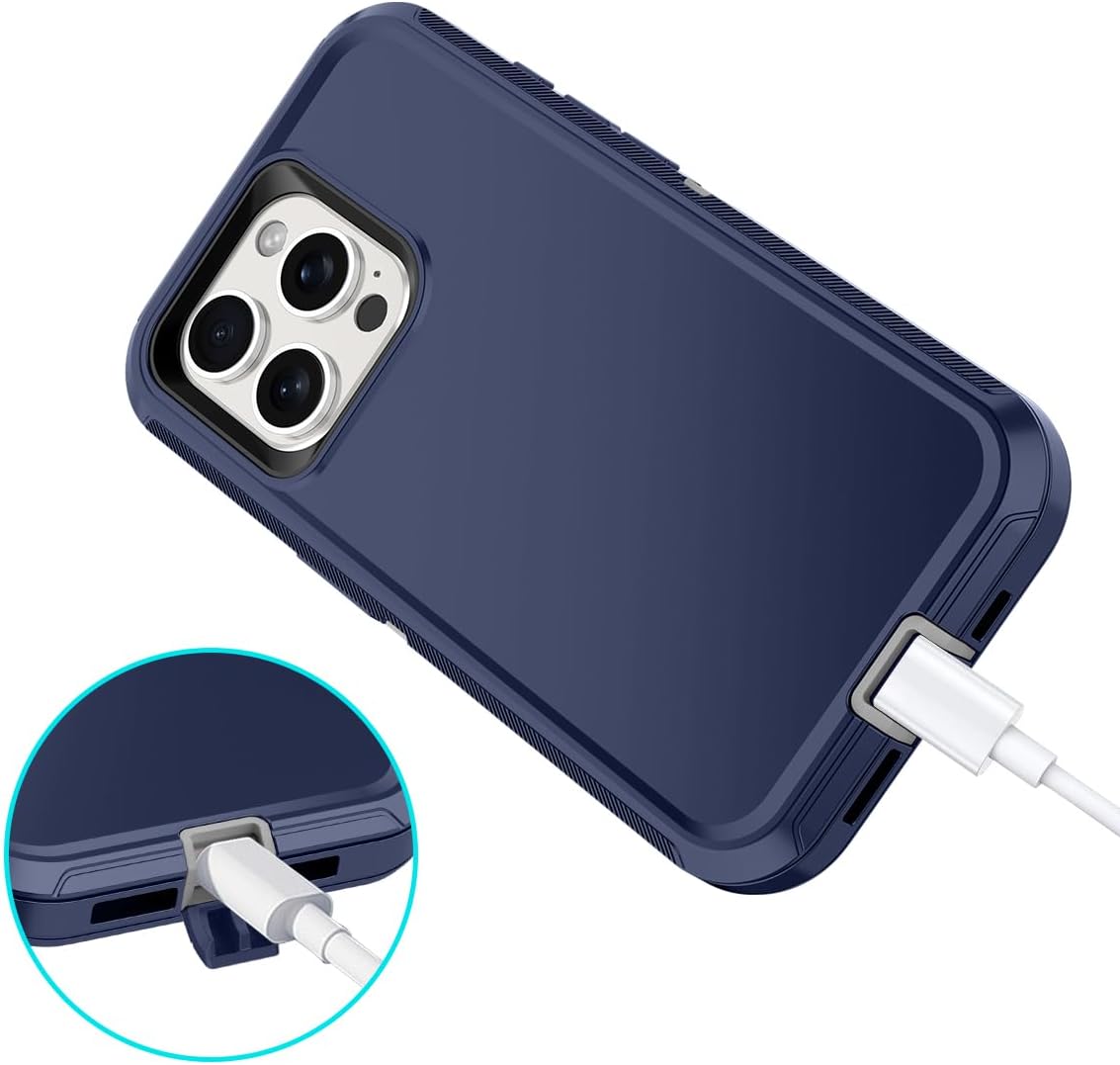 I-HONVA Funda para iPhone 15 Pro a prueba de golpes, a prueba de polvo y caídas, 3 capas de protección de cuerpo completo sin protector de pantalla