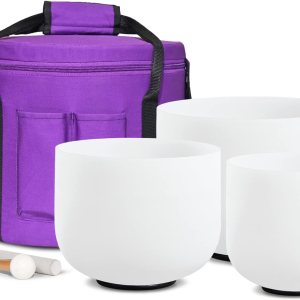 CVNC Juego de 3 cuencos de cristal esmerilado de 7 pulgadas + 9 pulgadas E+11 pulgadas con bolsa gratis mazos y juntas tóricas de goma para sanación CVNC Juego de 3 cuencos de cristal esmerilado de 7 pulgadas + 9 pulgadas E+11 pulgadas con bolsa gratis mazos y juntas tóricas de goma para sanación