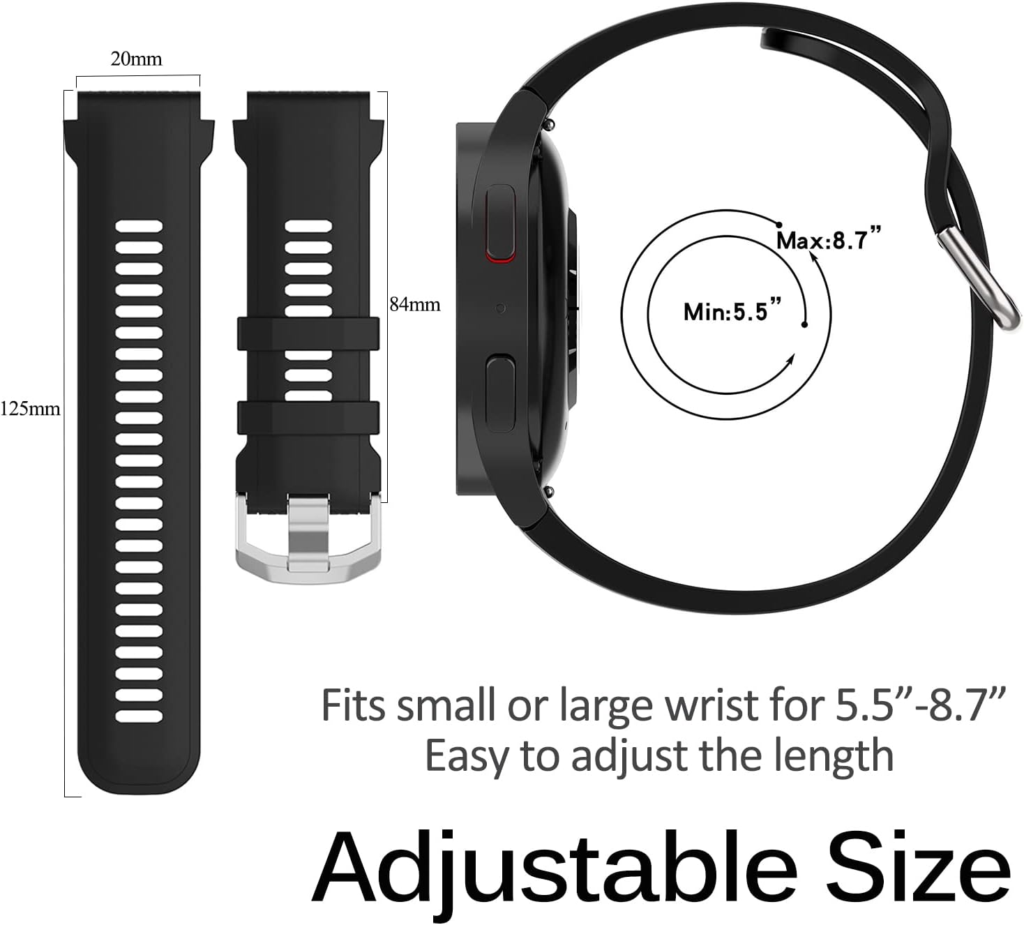 Miimall Compatible con las correas de reloj Amazfit Falcon de 0.866 in para mujeres y hombres, correa de silicona sin huecos, correas de repuesto