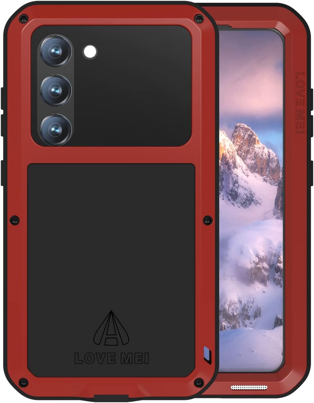 LOVE MEI Funda para Samsung Galaxy S23 5G con protector de pantalla de vidrio templado, a prueba de golpes, a prueba de arañazos, híbrida de metal y