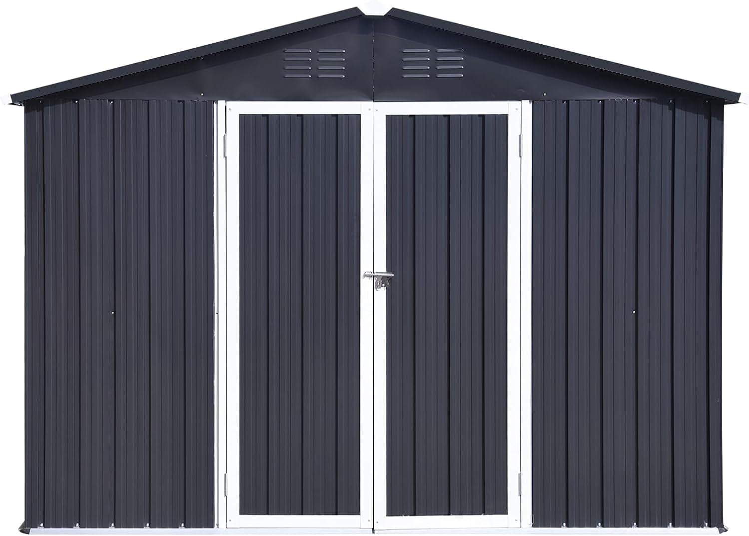 Cobertizos y almacenamiento al aire libre, cobertizo de almacenamiento de metal exterior de 10 x 8 pies de acero galvanizado con puerta bloqueable,