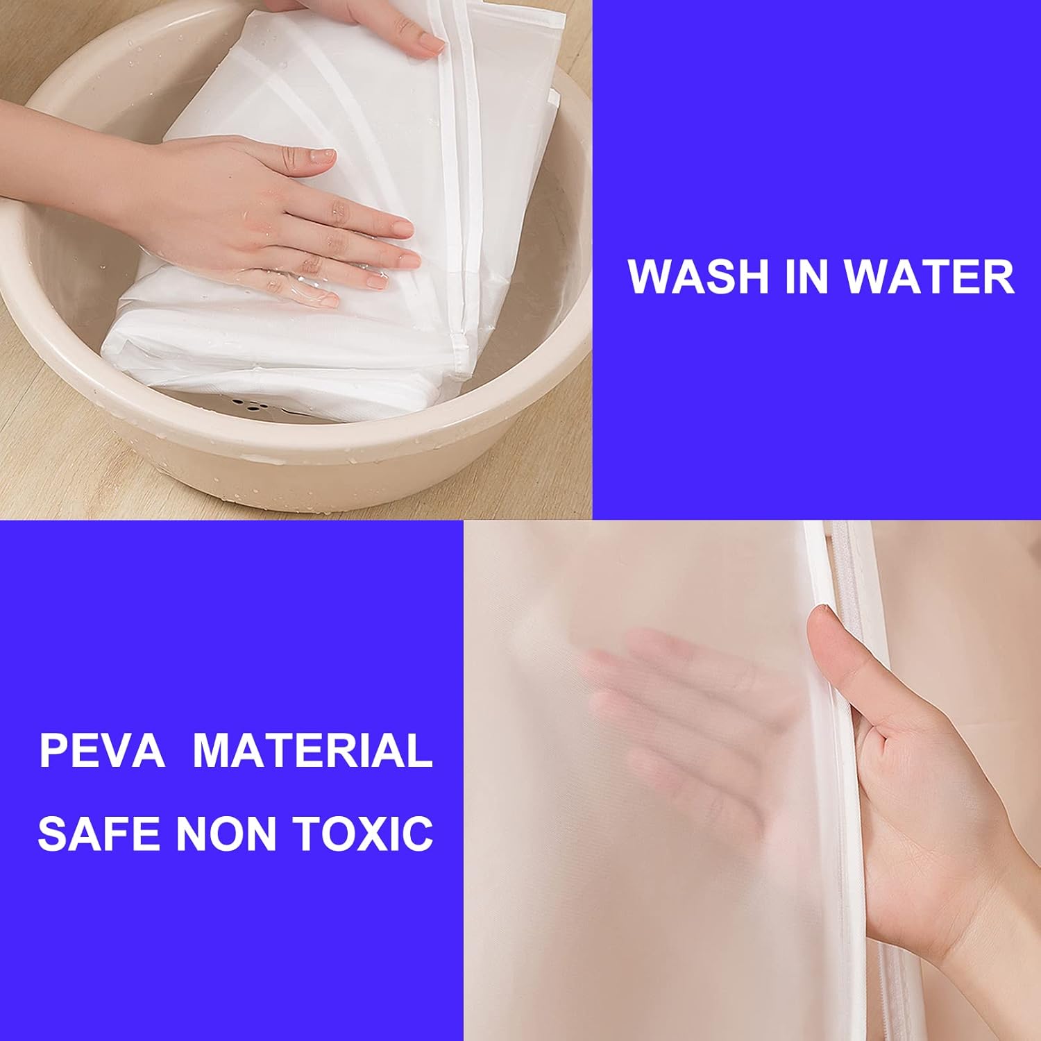 Paquete de 2 bolsas grandes transparentes para colgar ropa de 43 pulgadas para almacenamiento de ropa bien sellada, cubierta antipolvo con para