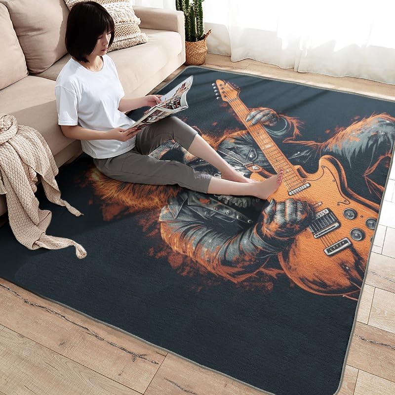 Alfombras de lobo para dormitorio, sala de estar, alfombra divertida de animales de 3 x 4, lavable, antideslizante, suave, alfombra de área de pelo