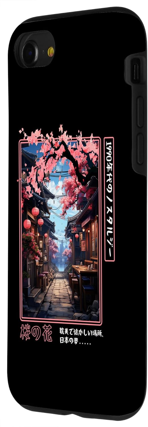 Funda estética japonesa para iPhone SE (2020)  7  8 con nostalgia de onda de vapor de los años 90