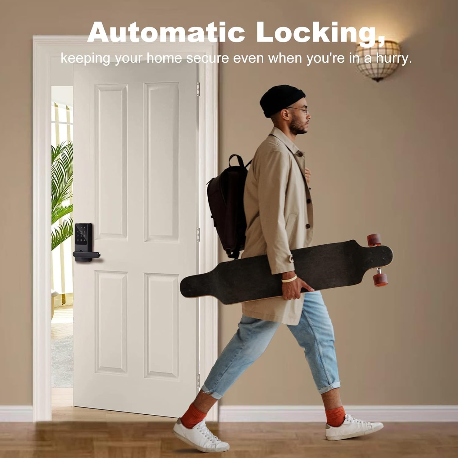 Cerradura inteligente WiFi con puerta de entrada, cerradura de puerta de entrada sin llave, cerradura inteligente para puerta delantera, cerradura