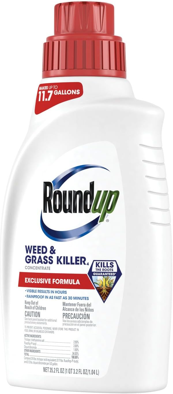 Roundup Concentrado para matar malezas y hierbas, uso en y alrededor de macizos de flores, pasarelas y otras áreas de tu patio, 35.2 onzas líquidas