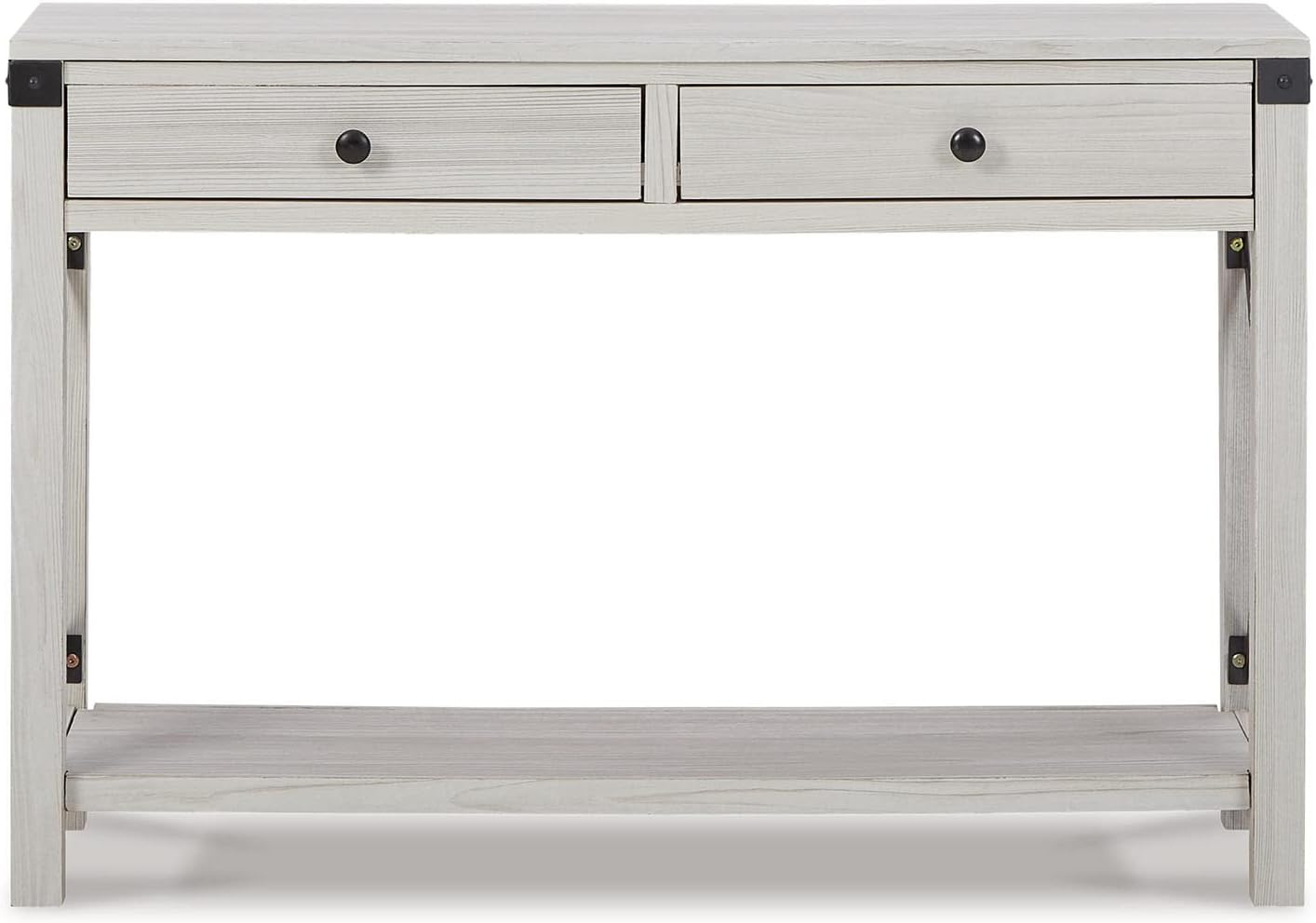 Signature Design by Ashley Bayflynn – Mesa de sofá moderna estilo granja, color blanco lavado