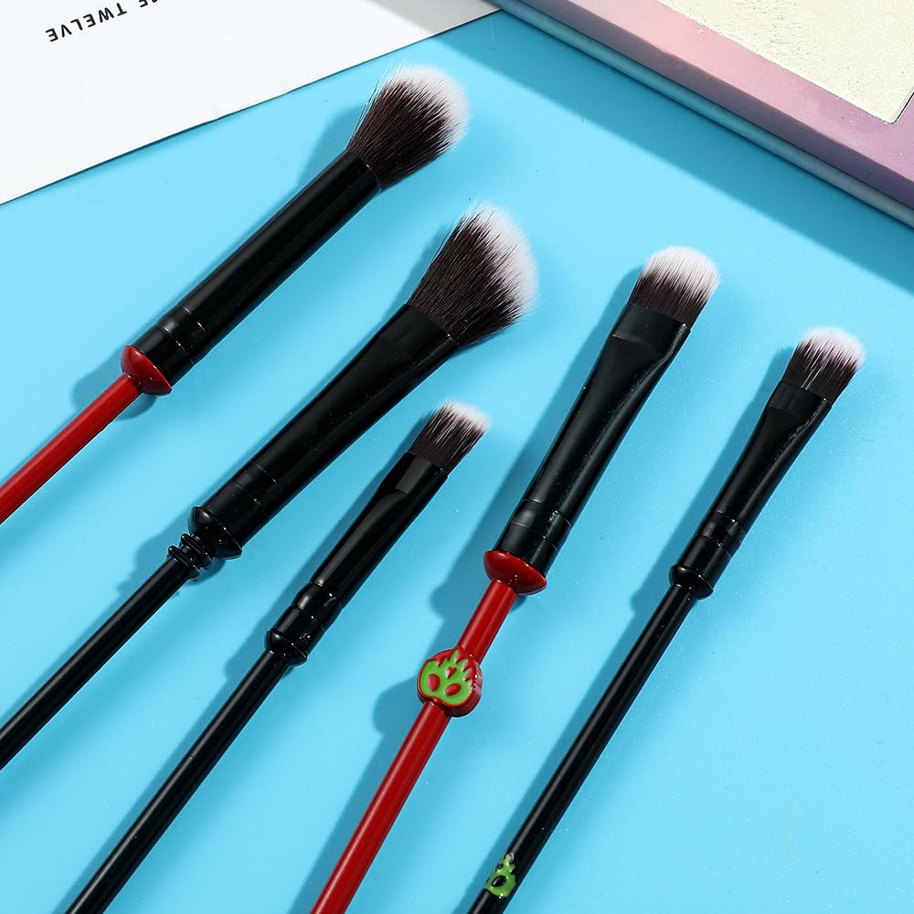 COSHINE The Nightmare Before Christmas – Juego de 5 brochas de maquillaje de anime de Halloween Jack (rojo y verde)