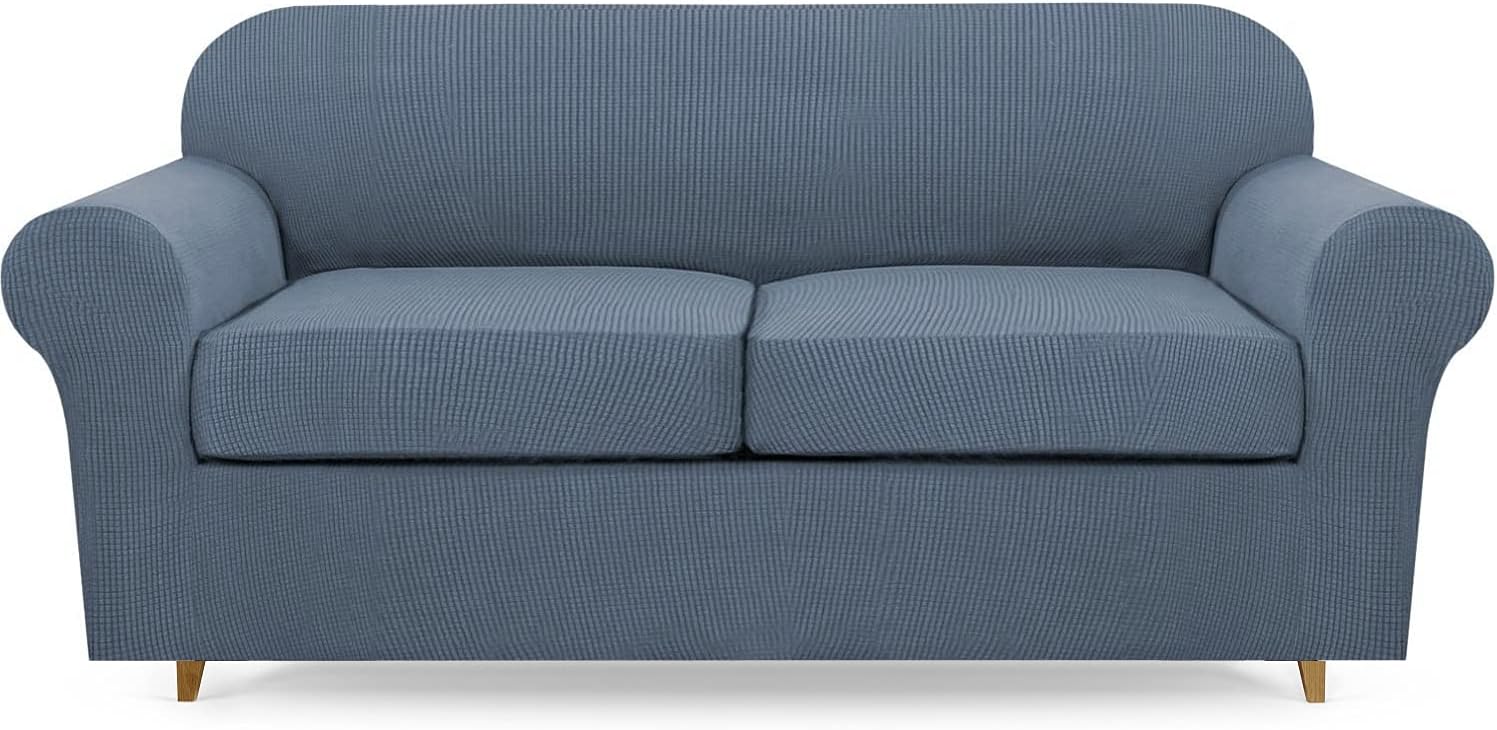 Lamberia Funda de sofá de alta elasticidad para sofá de 2 cojines, funda de sofá biplaza de 3 piezas, gruesa y lavable, funda de sofá jacquard de
