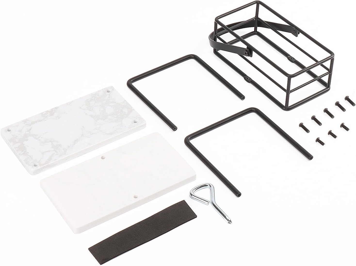 Servilletero de metal, moderno dispensador de papel de seda independiente con almacenamiento de condimentos para mesa de cocina (base de mármol,