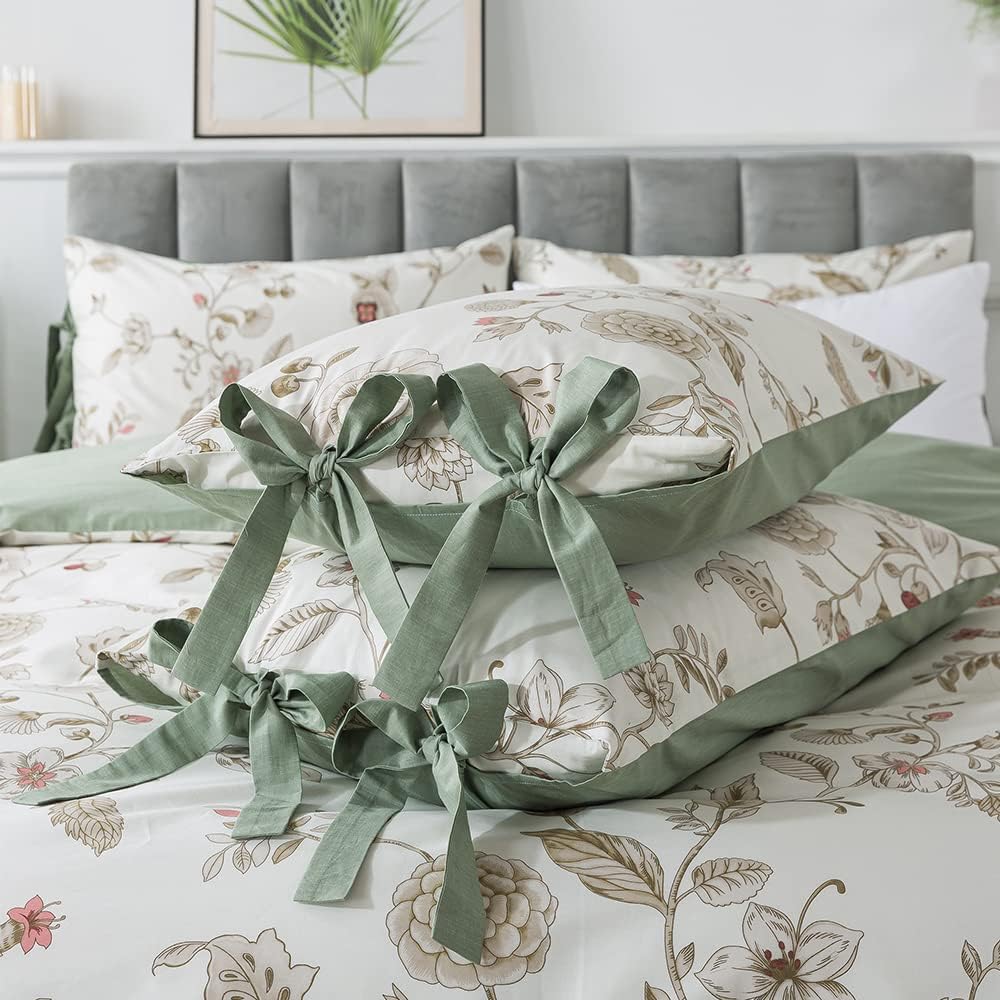 FADFAY Juego de funda de edredón tamaño individual XL, juego de ropa de cama floral 100% algodón, ropa de cama universitaria para dormitorio, funda