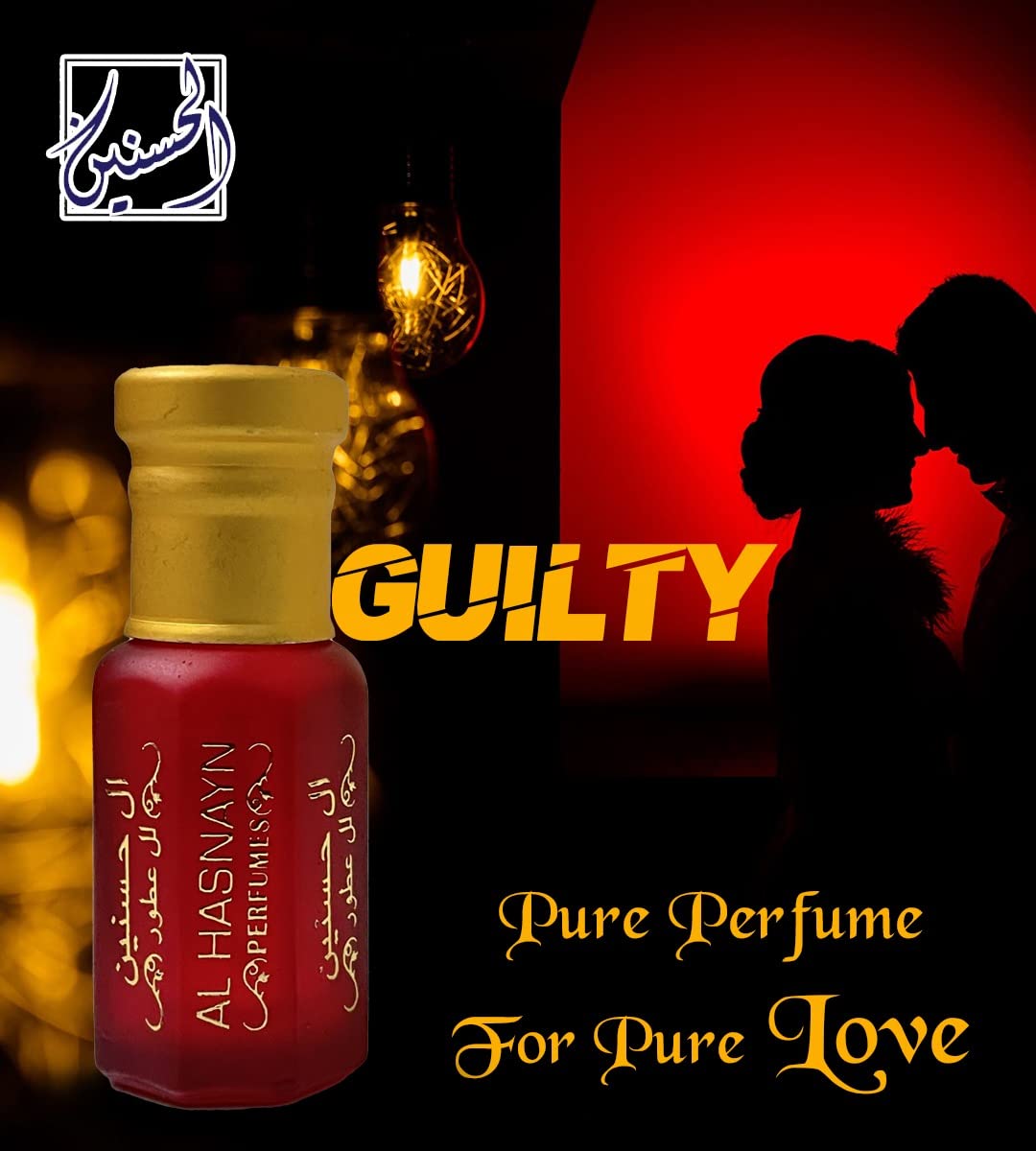 GUILTY UNISEX Perfume esencial de colonia Roll-On Attar (edición LASSIC) 0.2 fl oz sin alcohol, fragancia natural dulce  Attar de larga duración