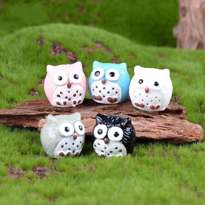 9 piezas de mini búhos, accesorios de jardín de hadas, decoración de búho para jardín de hadas, micro paisaje, kit de jardín de hadas, animales de