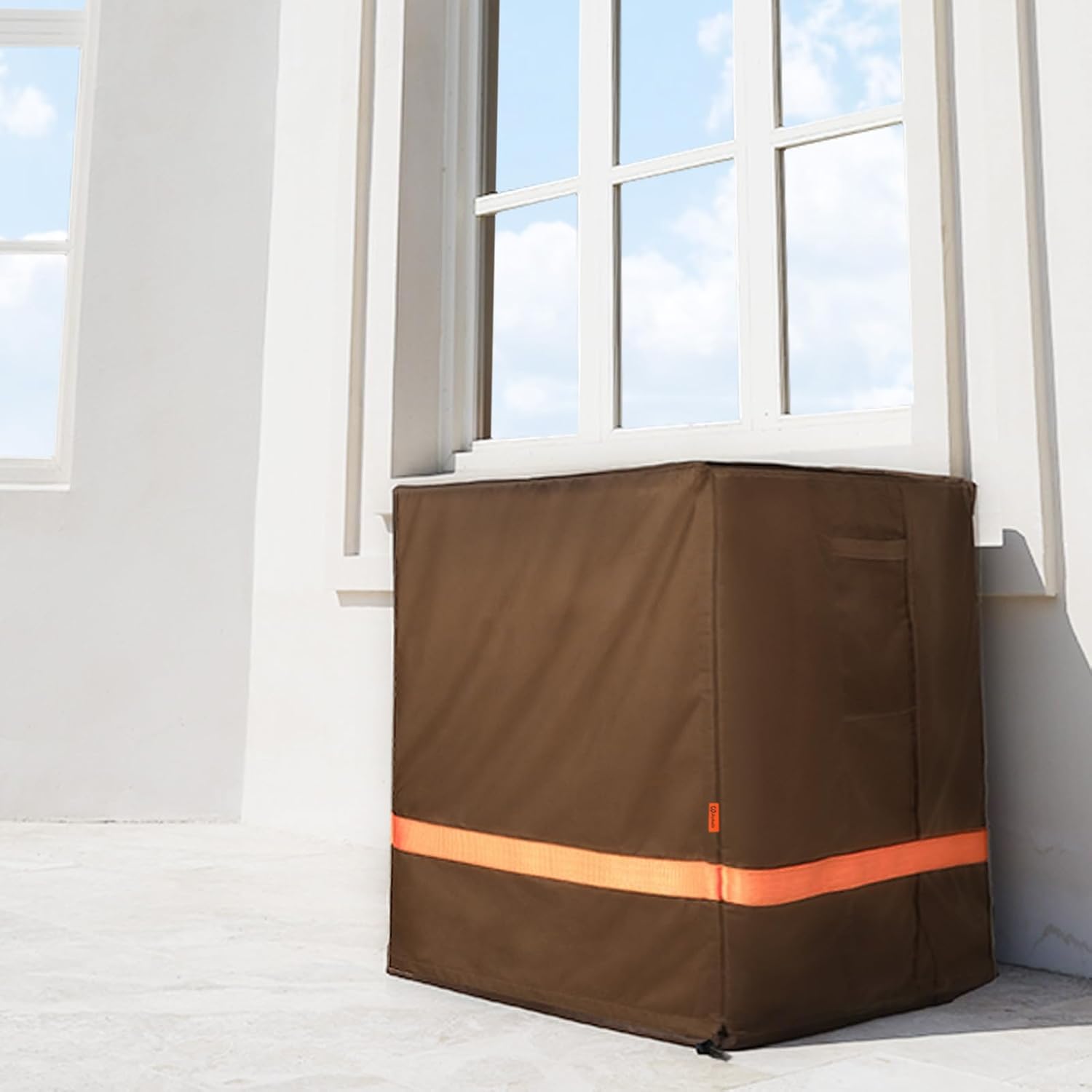 Joyhalo Cubierta de aire acondicionado, cubierta impermeable para unidad exterior, duradera 600D Oxford Ac cubre al aire libre con correas