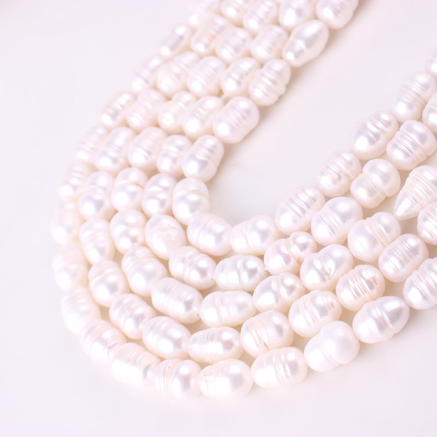 Cuentas de perlas de agua dulce genuinas para hacer joyas, perlas blancas con forma de arroz cultivado de agujero de 0.031 in para hacer pulseras