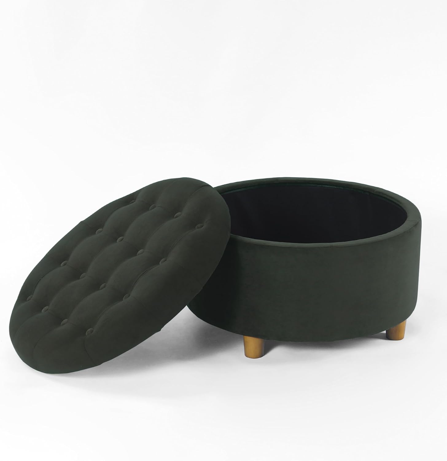 HomePop Decoración del hogar  Otomana redonda de terciopelo copetudo grande con botones  Otomana con almacenamiento para sala de estar y dormitorio,