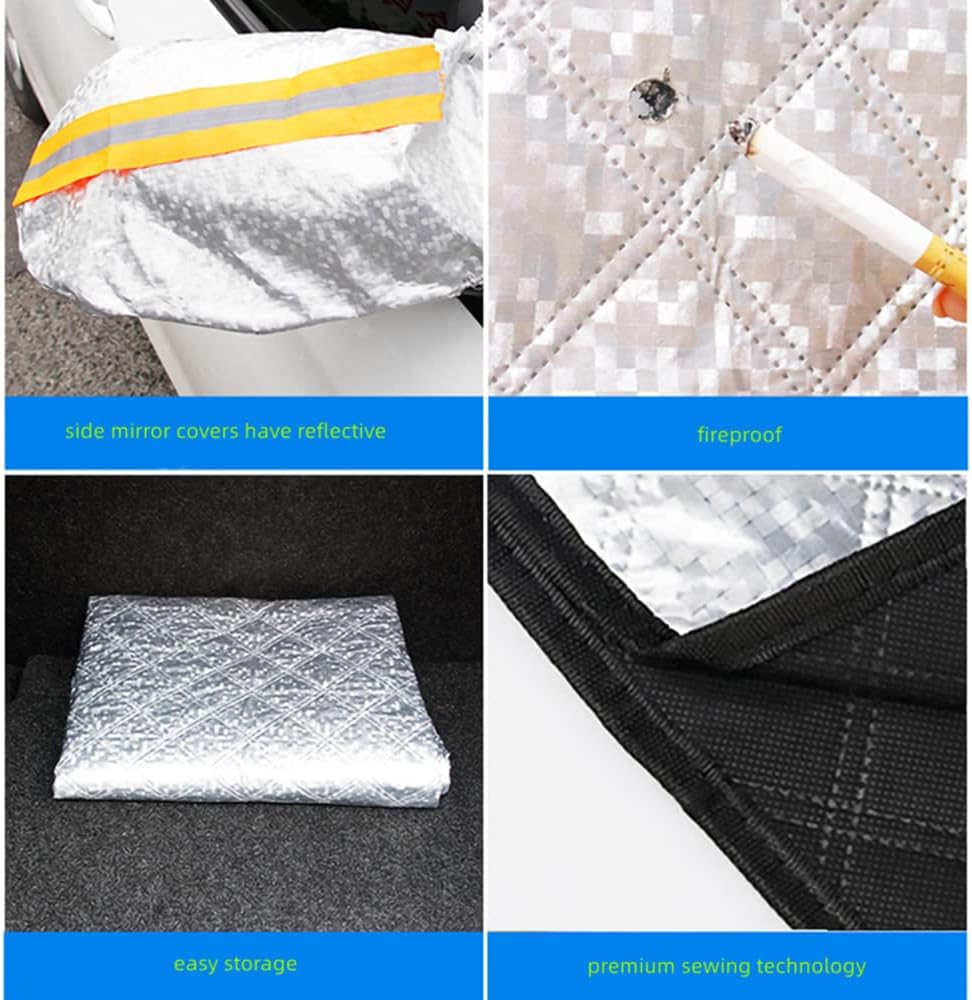 Cubierta para parabrisas, cubierta de parabrisas de automóvil para protección solar de 4 capas para el sol, protector de espejo UV resistente al