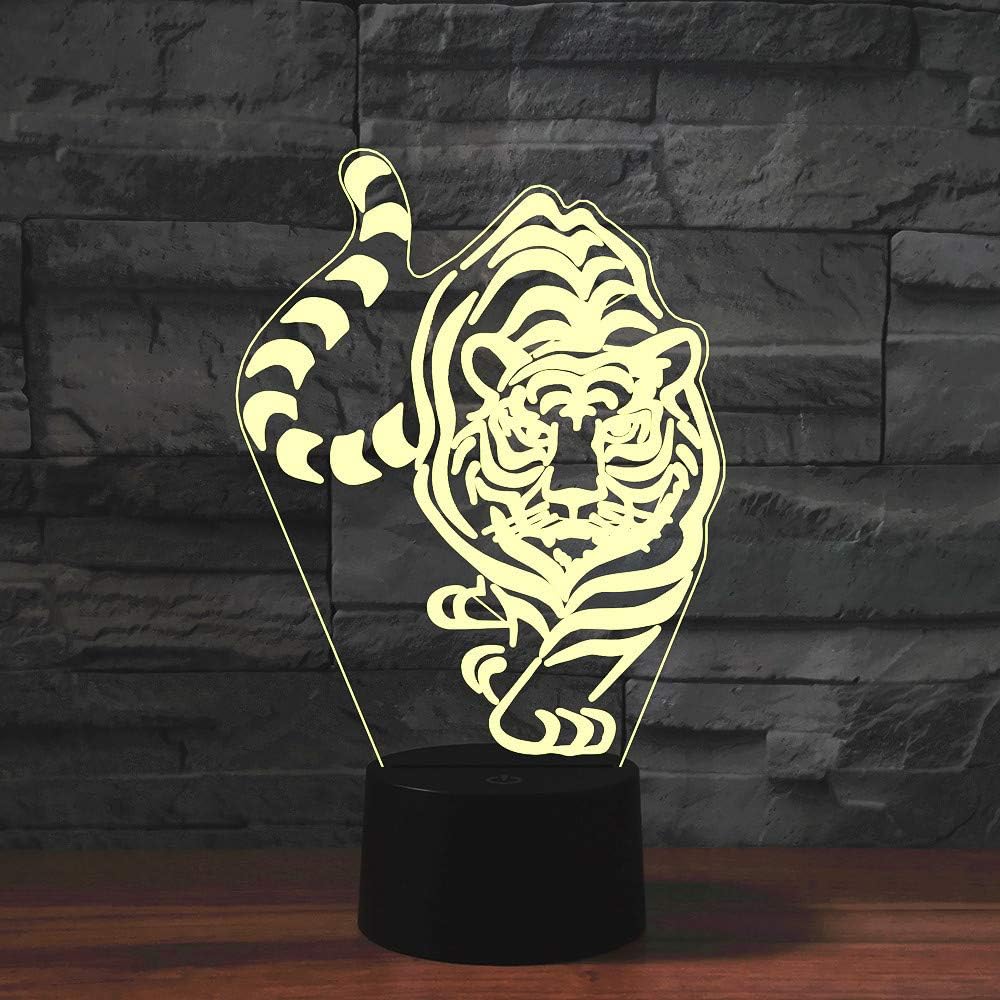 Luz nocturna para niños, lámpara LED de tigre 3D con control remoto, 16 colores cambiantes, regalo de cumpleaños de Navidad para niño