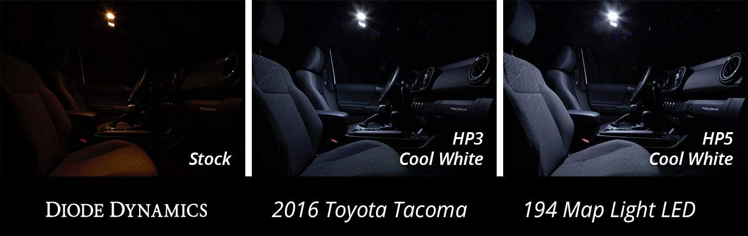 Diode Dynamics Luces LED de mapa compatibles con Toyota Tacoma 2005-2023 (par), 194 HP3 Cool White (6000 K)