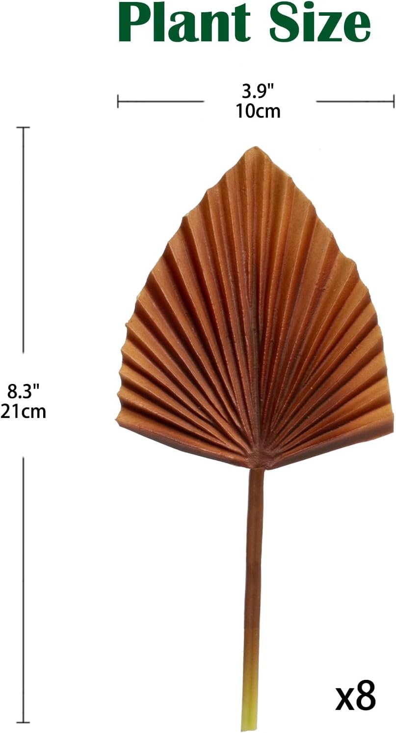 8 piezas de 8 pulgadas pequeñas de espuma de poliuretano artificial de hojas de palma tropicales de palma, hojas falsas para ramos de boda, hojas