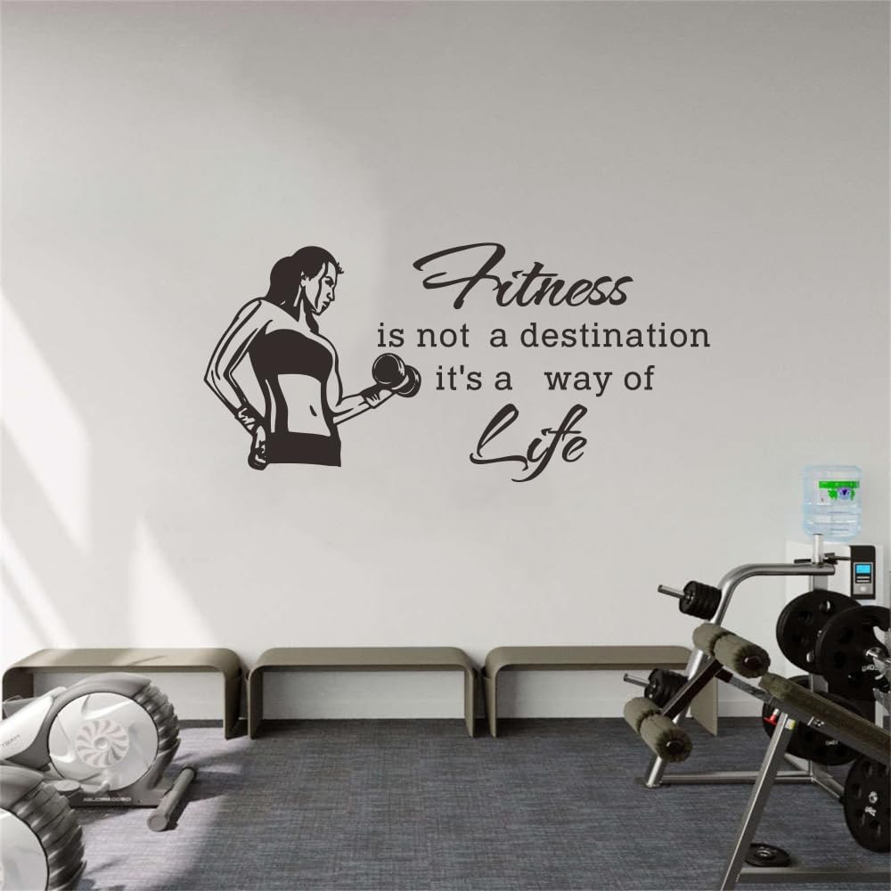 Calcomanía de pared de fitness, calcomanía de vinilo para levantamiento de pesas para mujer para gimnasio y decoración del hogar, diseño único