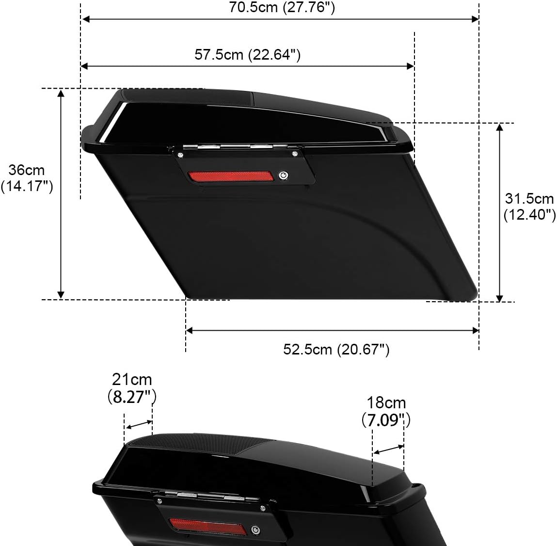 TCMT Alforjas duras de 6 x 9 pulgadas, tapa de altavoz, llave y forros, inserción de alfombra para Harley Touring Modelos CVO Road Glide Road King