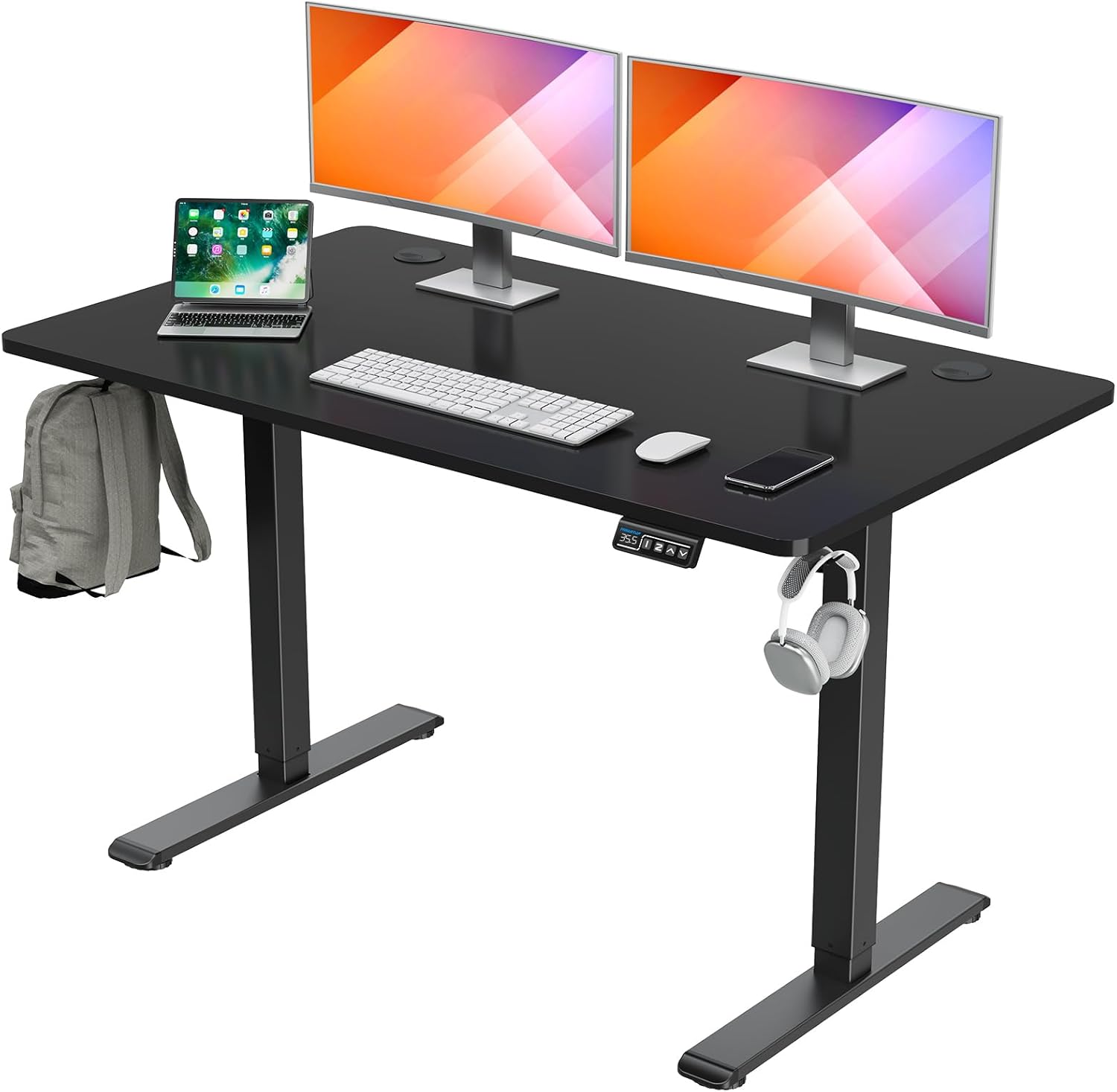 MOUNTUP Escritorio eléctrico de pie ajustable en altura de una pieza, 48 x 24 pulgadas, de montaje rápido, escritorio de pie con controlador de