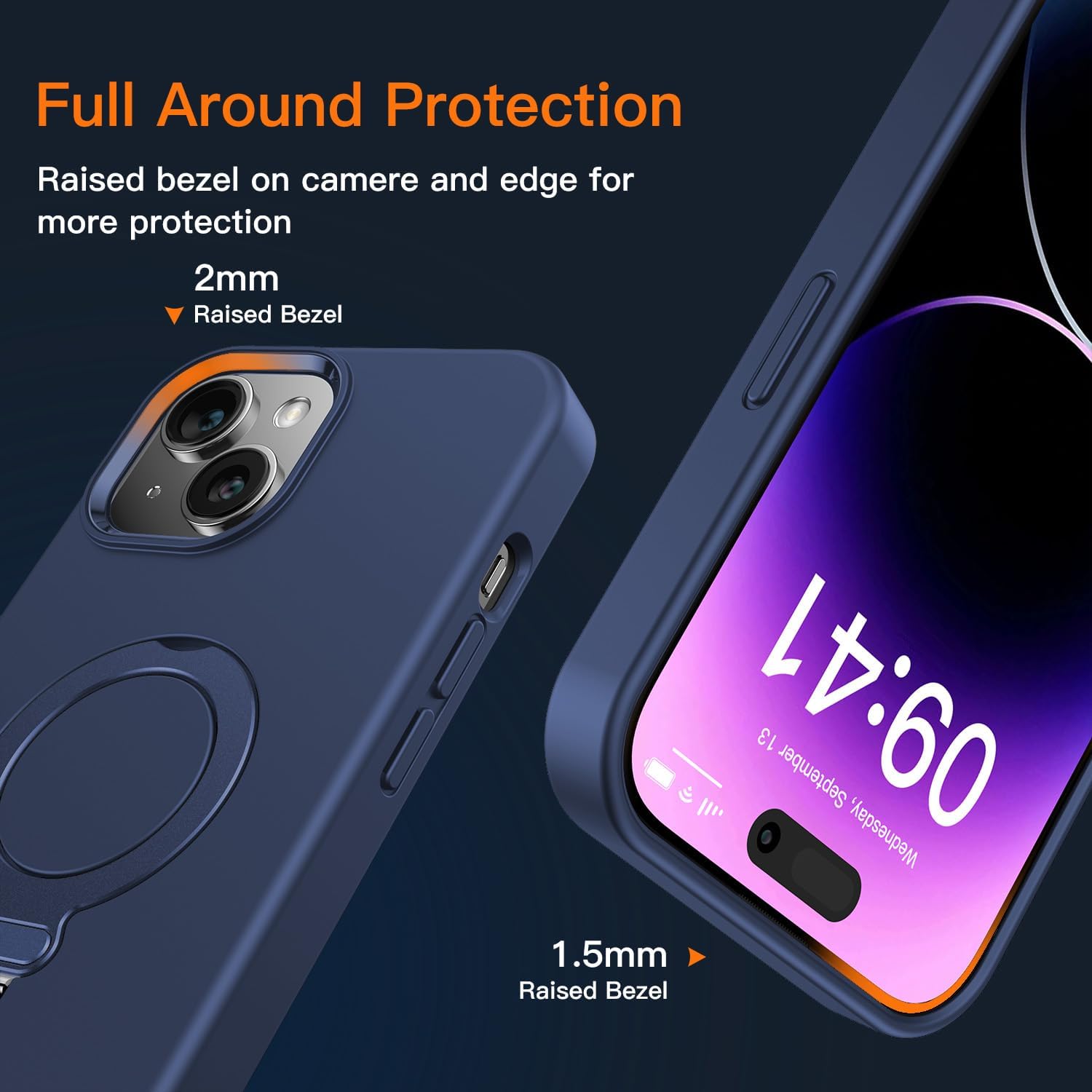 Funda para iPhone 15 Plus, compatible con MagSafe Fusion+ silicona a prueba de golpes, sedosa, delgada, protección contra caídas, con soporte