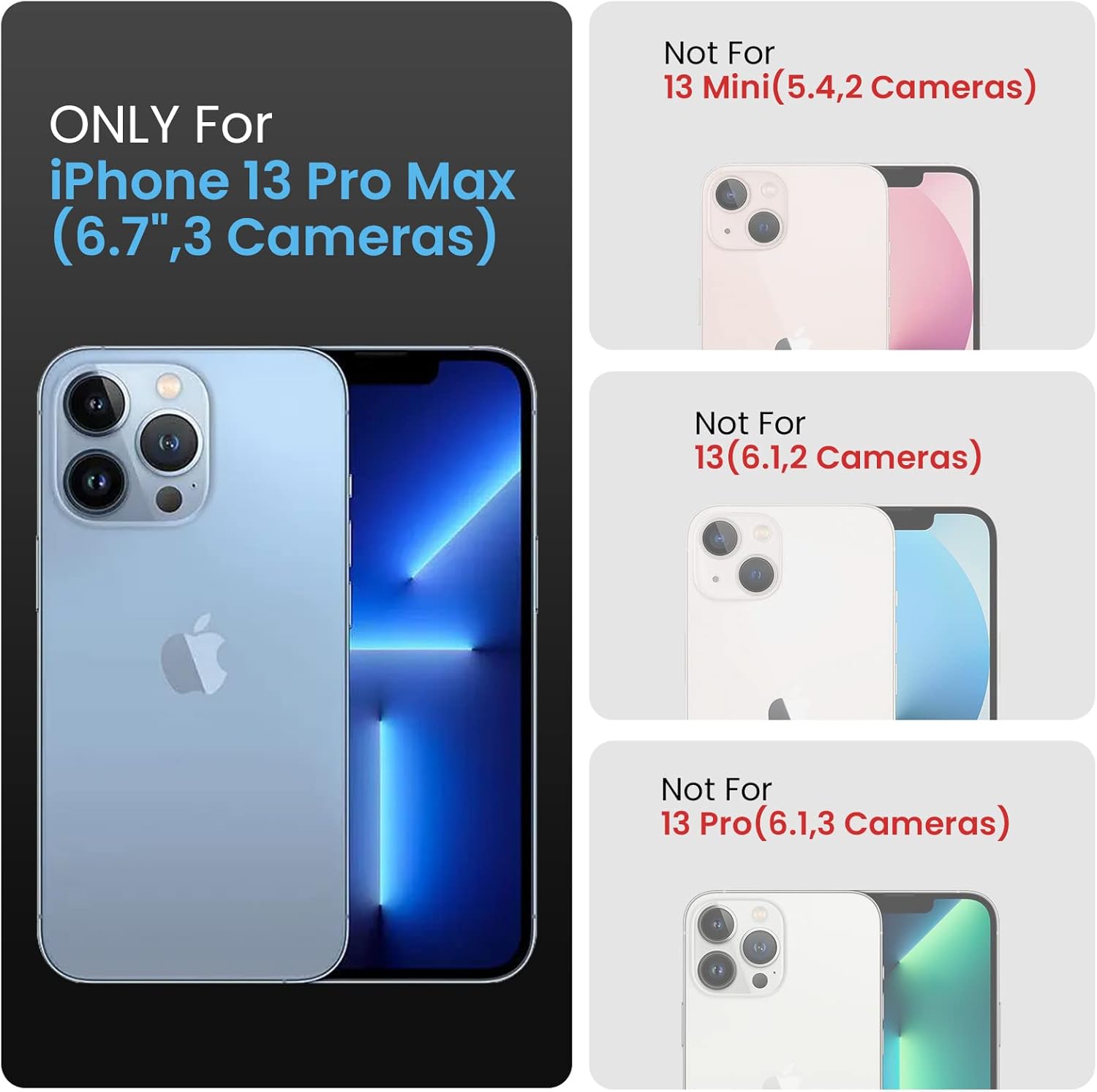 FireNova Funda para iPhone 13 Pro Max, funda de silicona mejorada protección de cámara con 2 protectores de pantalla, forro interior de microfibra