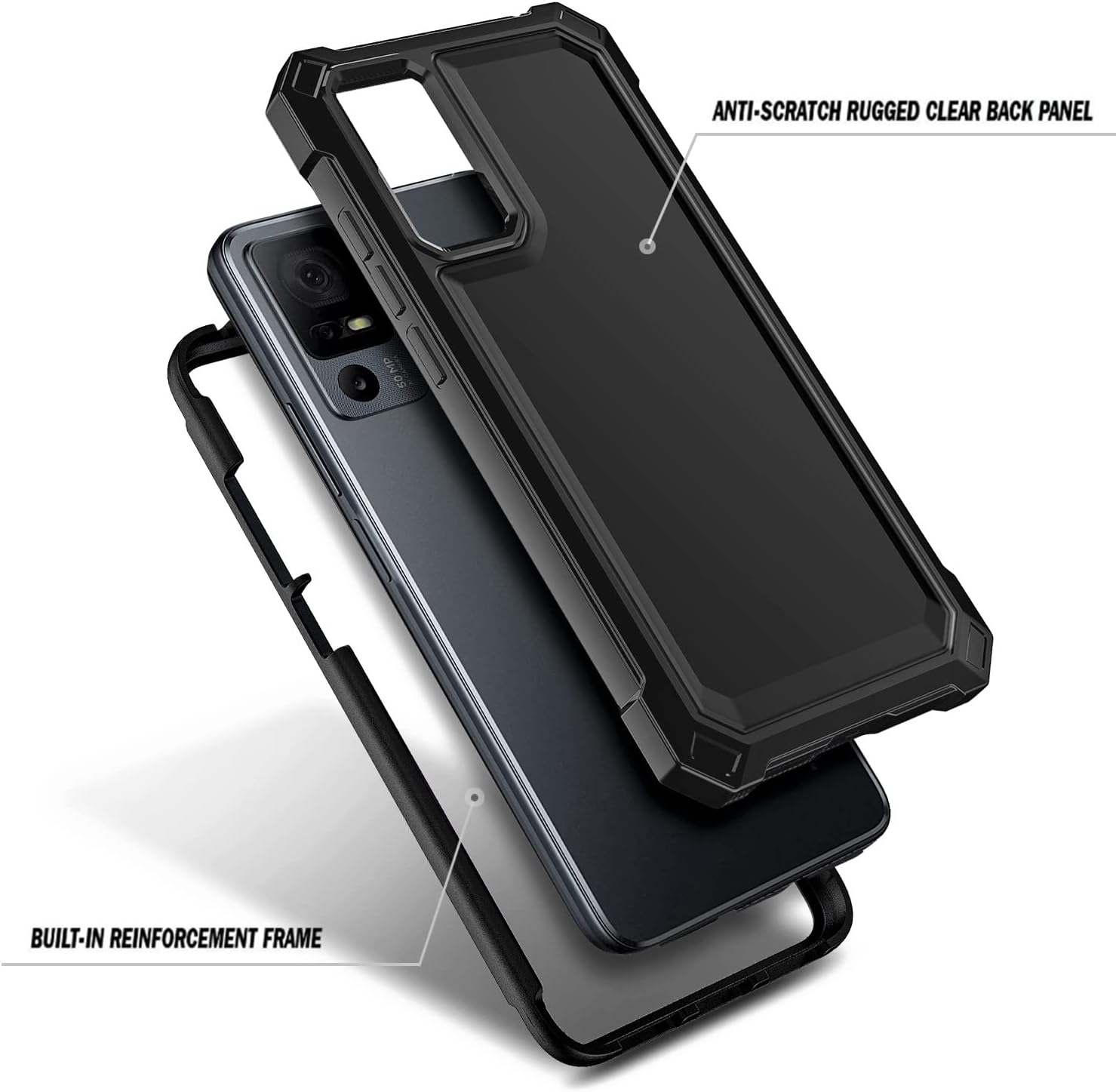 NZND Funda compatible con TCL 40 XE 5GTCL 40 X 5G con protector de pantalla incorporado, cubierta protectora de cuerpo completo a prueba de golpes,