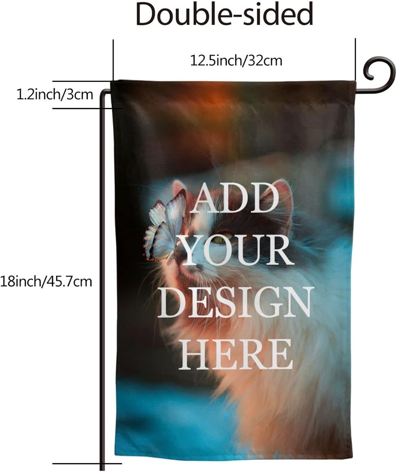 Bandera de jardín personalizada de doble cara para el jardín, diseño de tu propia foto, texto, logotipo, bandera de patio para decoración del hogar