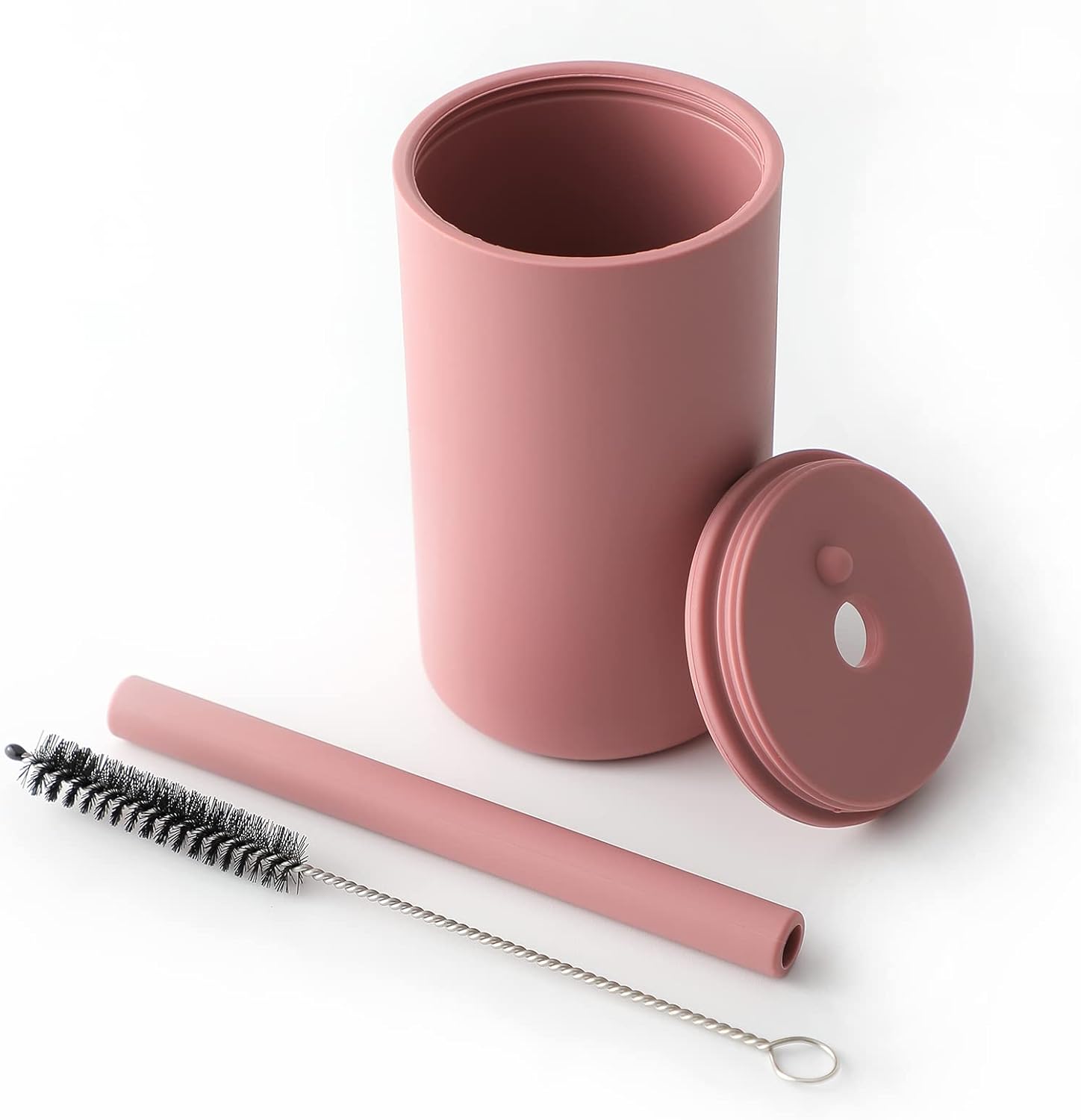 Vaso con popote para niños pequeños, taza de entrenamiento de silicona de grado alimenticio para bebé, viene con cepillo para pajilla, sin BPA, 7