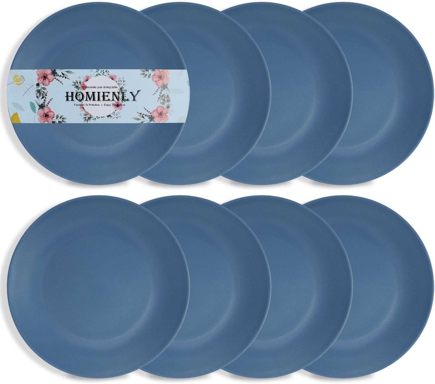 Homienly Juego de 8 platos planos alternativos para platos de plástico, aptos para microondas y lavavajillas, platos de paja de trigo para cocina,